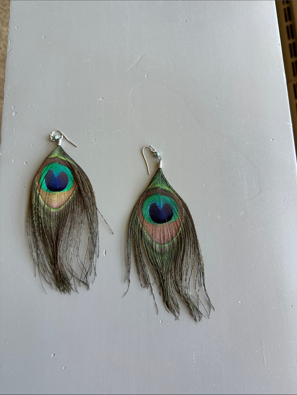 Peacock Feather Drop Earrings